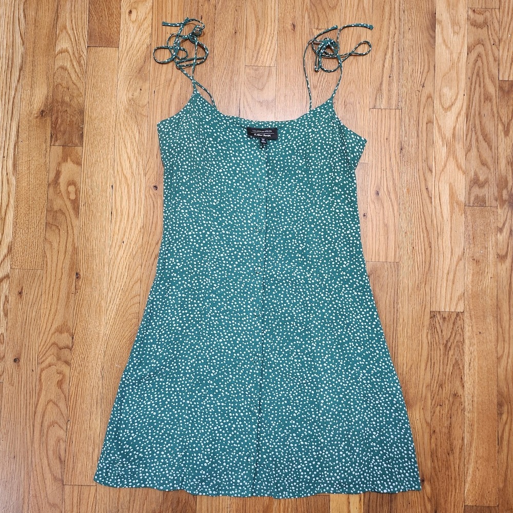 & Other Stories Women Casual Green Polka Dot Mini Dress Front Button Closure‎ 0